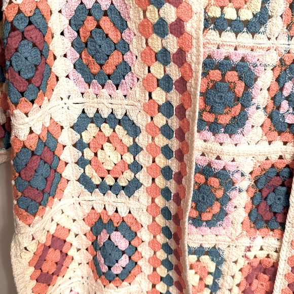 Charlie B Long Color Block Crochet Cardigan Colorful Long Sleeves Size XS/S NEW - Picture 5 of 15